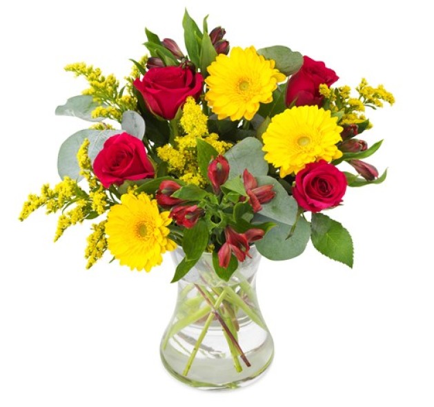 Μπουκέτο με κίτρινες και κόκκινες αποχρώσεις 